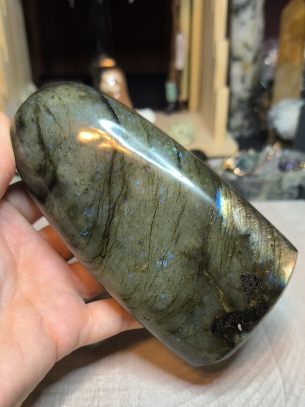 #54 High-Flash Labradorite Freeform | 5.5" Polished Crystal Stone Display - Picture 4 of 6